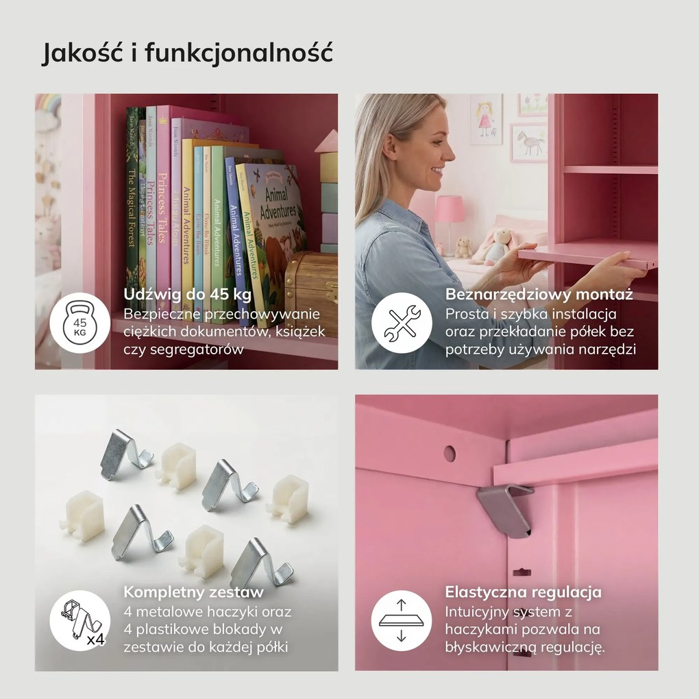 Półka do szafy ALEX, 448 x 360 x 20 mm, Fresh Style: pudrowa róż