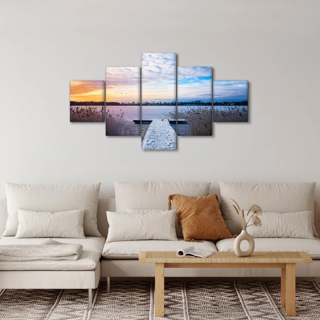 Obraz - Zamarznięte jezioro, Ełk, Mazury, Polska (125x70 cm)
