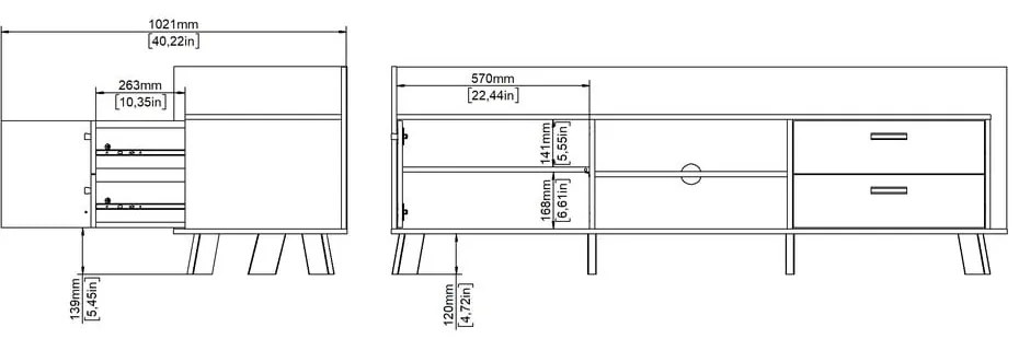 Biało-naturalna szafka pod TV w dekorze dębu 182x62x51 cm Ikast – Tvilum