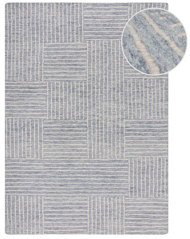 Jasnoniebieski wełniany dywan tkany ręcznie 80x150 cm Memphis Wool – Flair Rugs