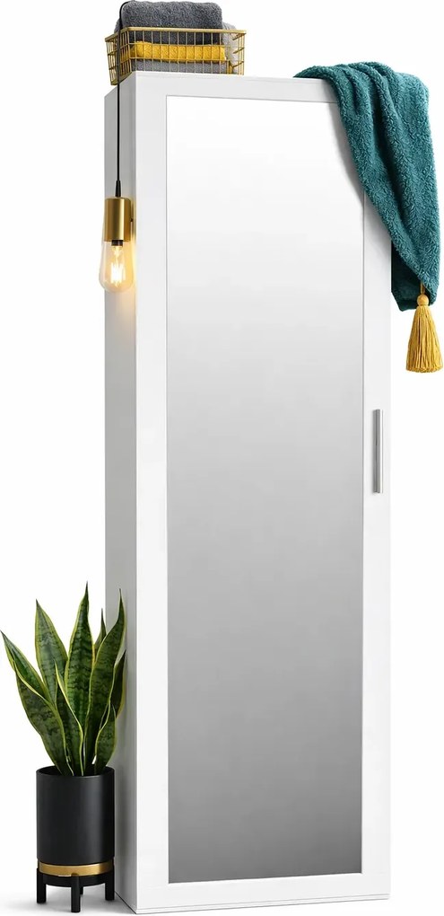 Biała Szafa Jednodrzwiowa Z Lustrem E9-E77