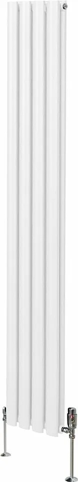Grzejnik kolumnowy owalny i zawory - 1800 mm x 240 mm - biały