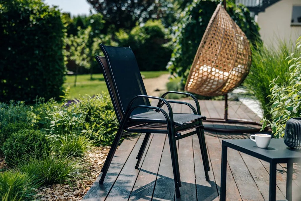 PROMOCJA Krzesła ogrodowe TAVERNO zestaw 2 szt. szare/czarne II. jakość