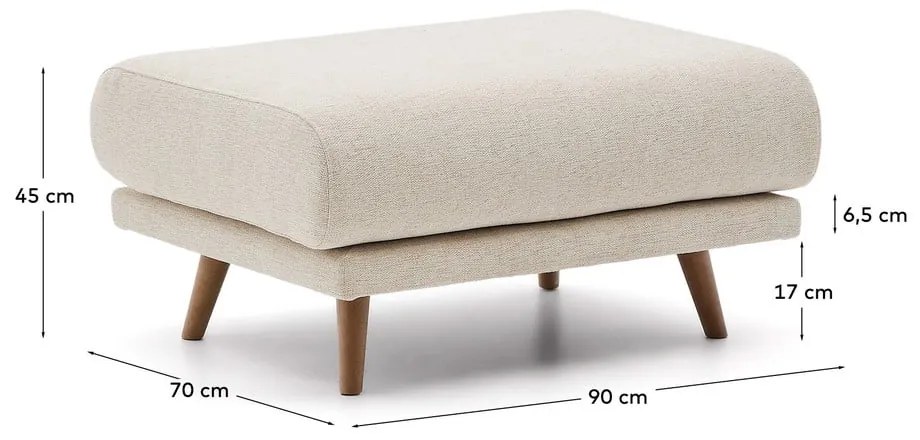 Beżowy podnóżek z tkaniny szenilowej Karin – Kave Home