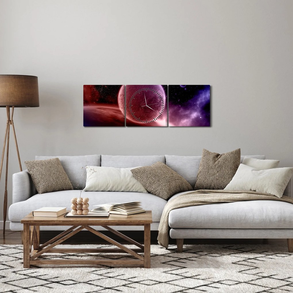Obraz - Planeta (z zegarem) (90x30 cm)