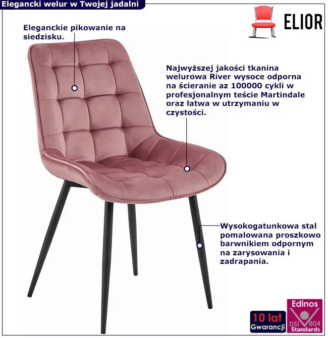 Ciemnoróżowe krzesło welurowe z czarnymi nogami F4-M79