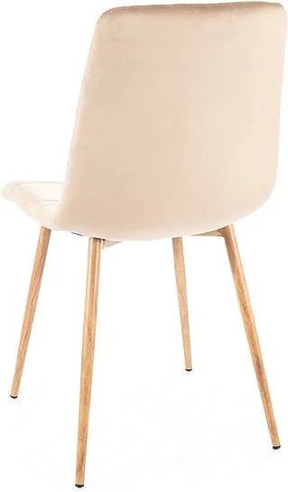 Beżowe aksamitne krzesło do jadalni MILA D