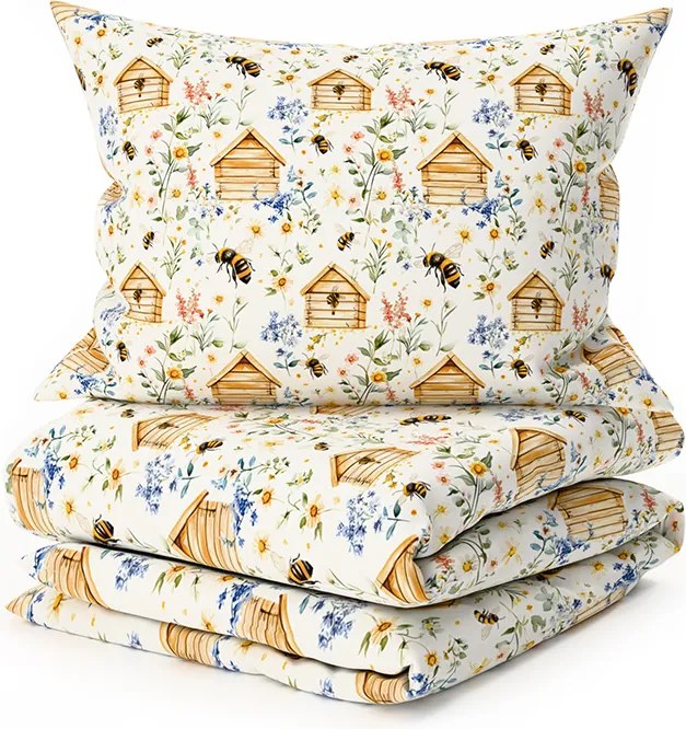 PrzytulneMieszkanie.pl PrzytulneMieszkanie.pl Bawełniana pościel WOODEN HOUSES POLY kolorowa Rozmiar pościeli: 2 szt 70 x 90 cm | 200 x 220 cm