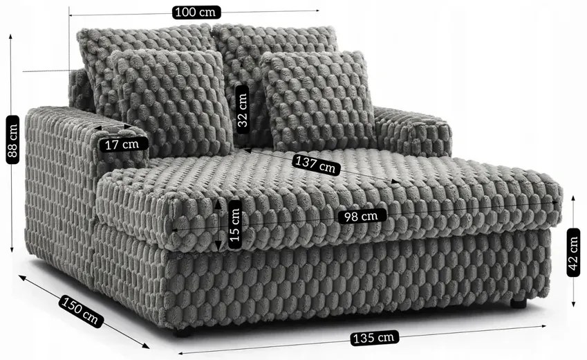 Nowoczesny szary fotel pluszowy W5-G44