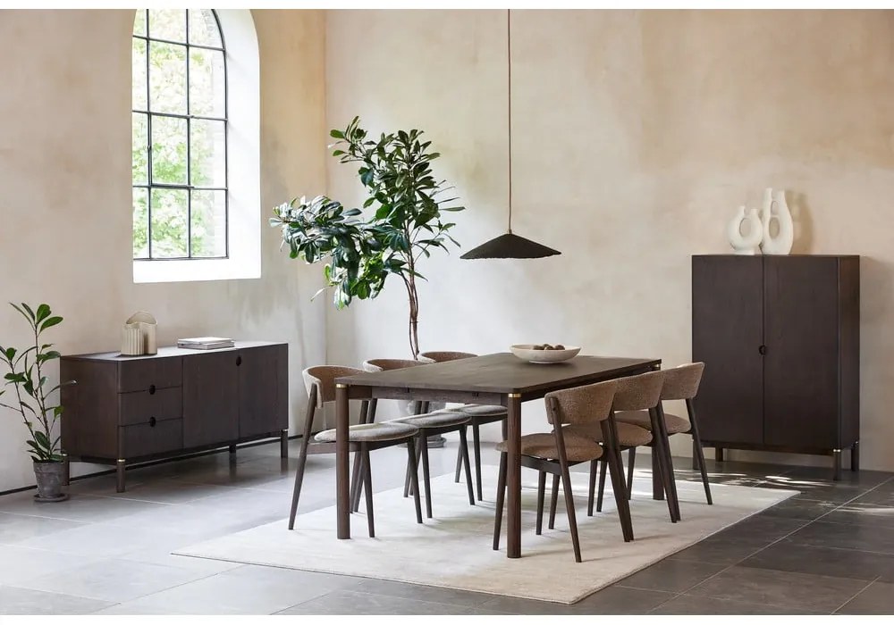 Ciemnobrązowa niska komoda w dekorze dębu 160x73 cm Arun – Unique Furniture
