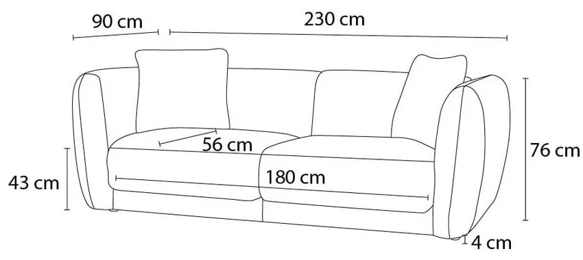 Jasnoszara sofa 230 cm Bourbon – Bobochic Paris