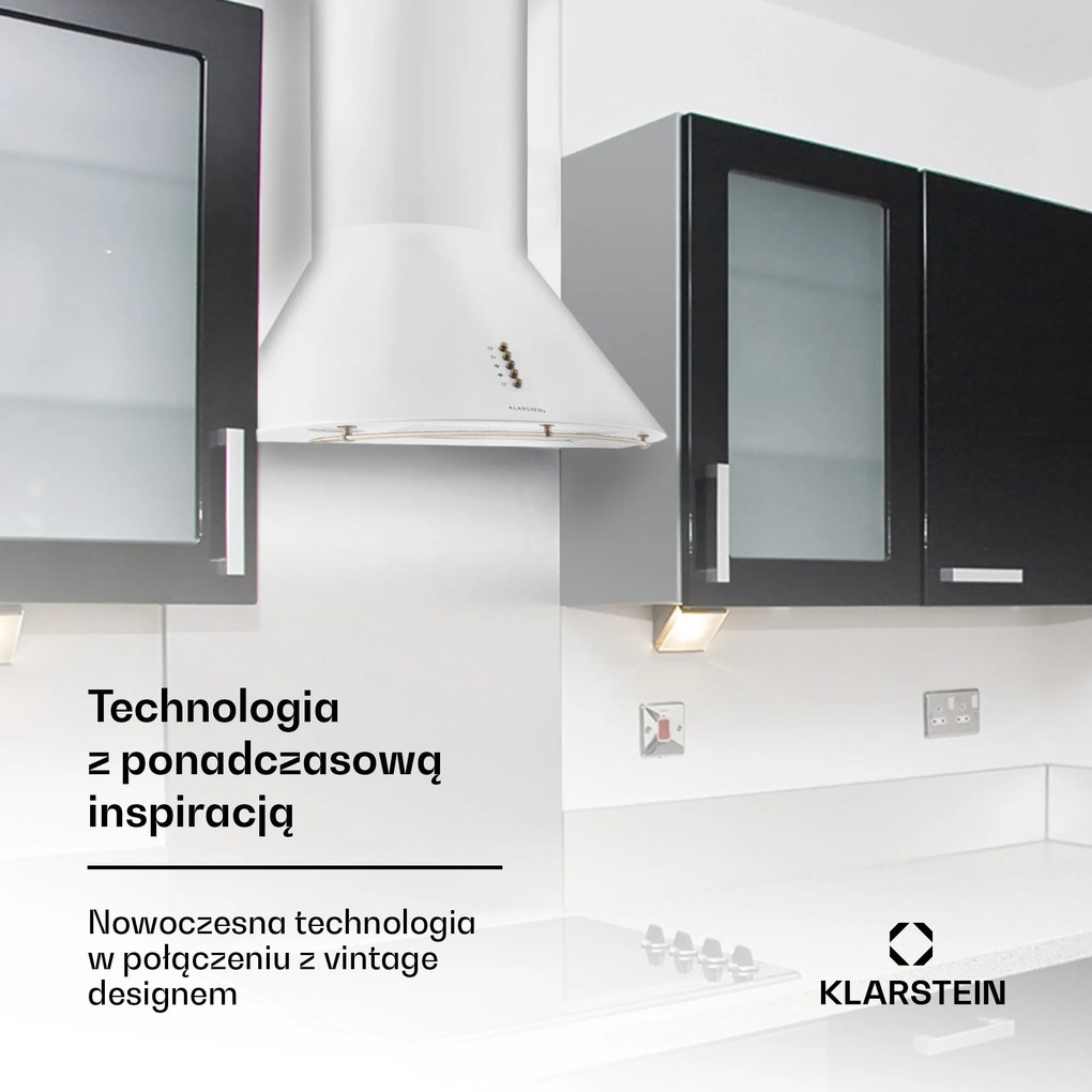 Klarstein Lumio 352.4m³/h 60cm Okap Retro Biały