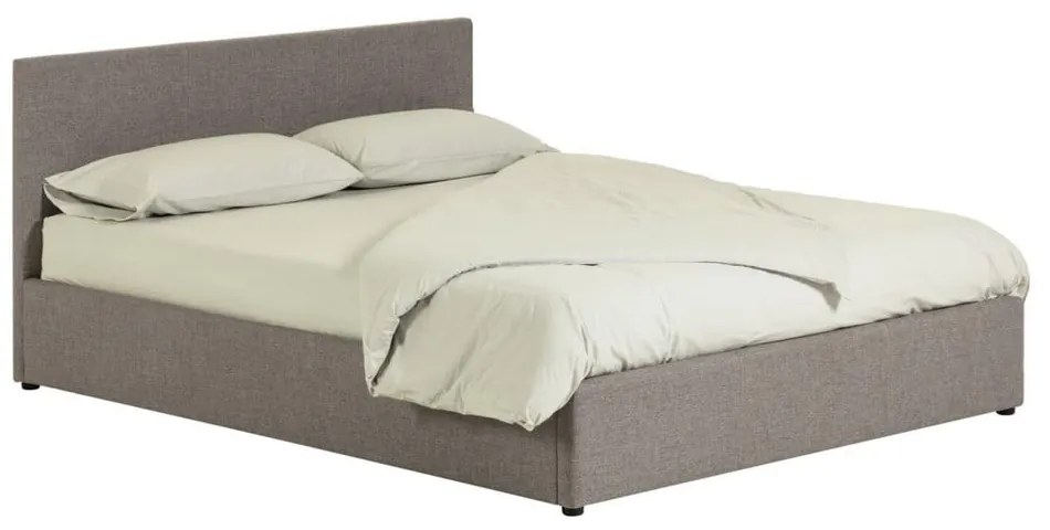 Szare tapicerowane łóżko dwuosobowe ze schowkiem i stelażem 180x200 cm Nahiri – Kave Home