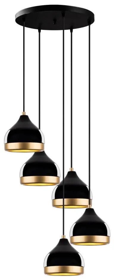 Lampa wisząca na przewodzie YILDO 5xE27/40W/230V czarna/złota