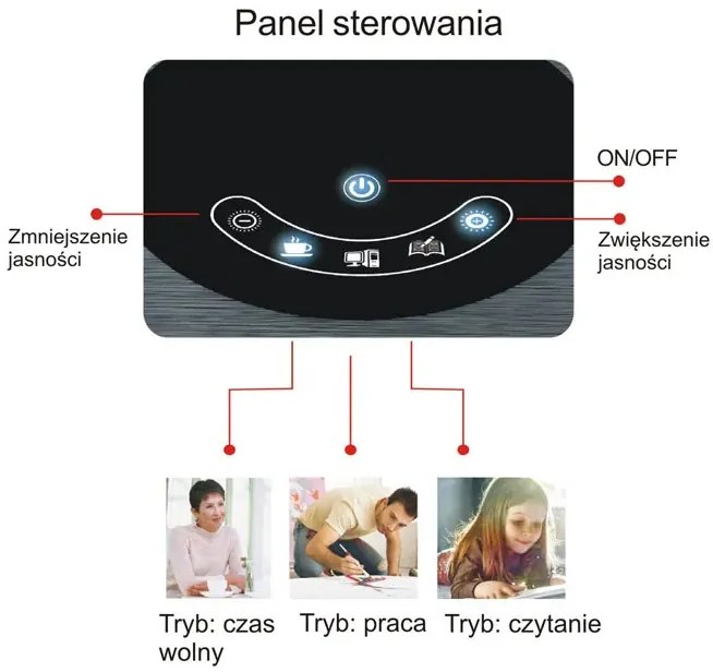 Srebrna lampka na biurko LED z panelem - S254-Hippo