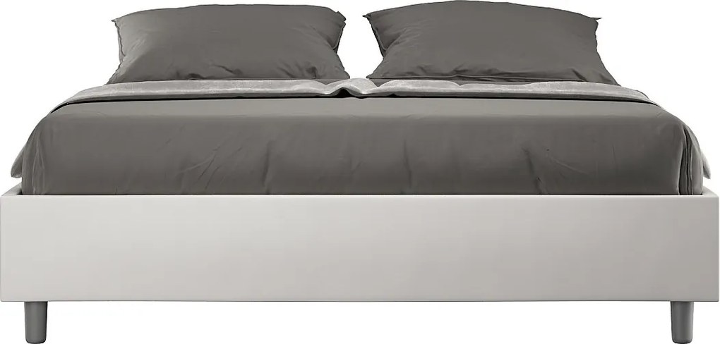 Łóżko wyposażone w stelaż z listwami tapicerowane 160x190 sztucznej skóry Biały Azelia