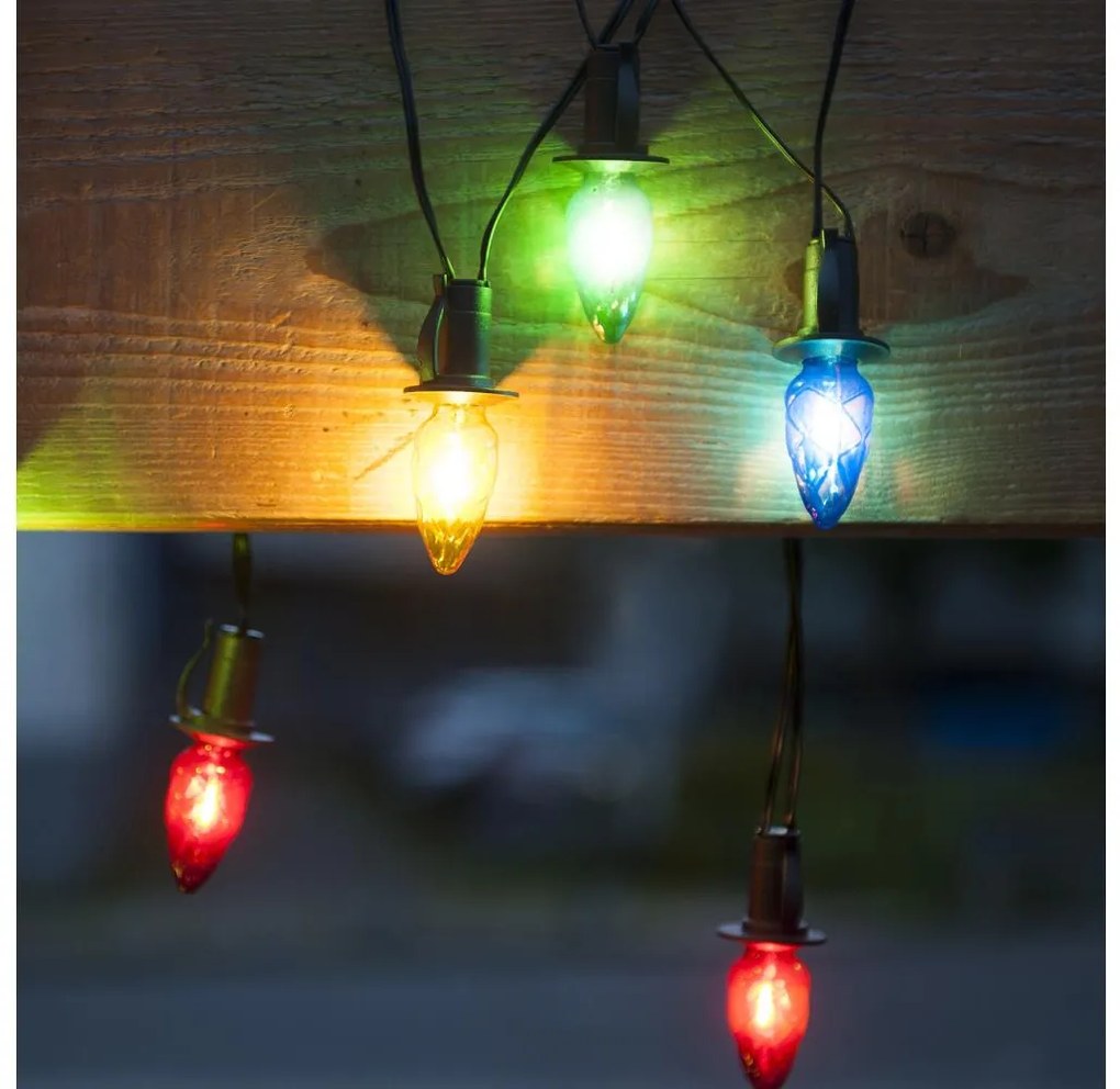 Zestaw rozszerzający LED zewnętrzny łańcuch CONE FILAMENT 20xE10 14m kolorowy/ciepła biel IP44