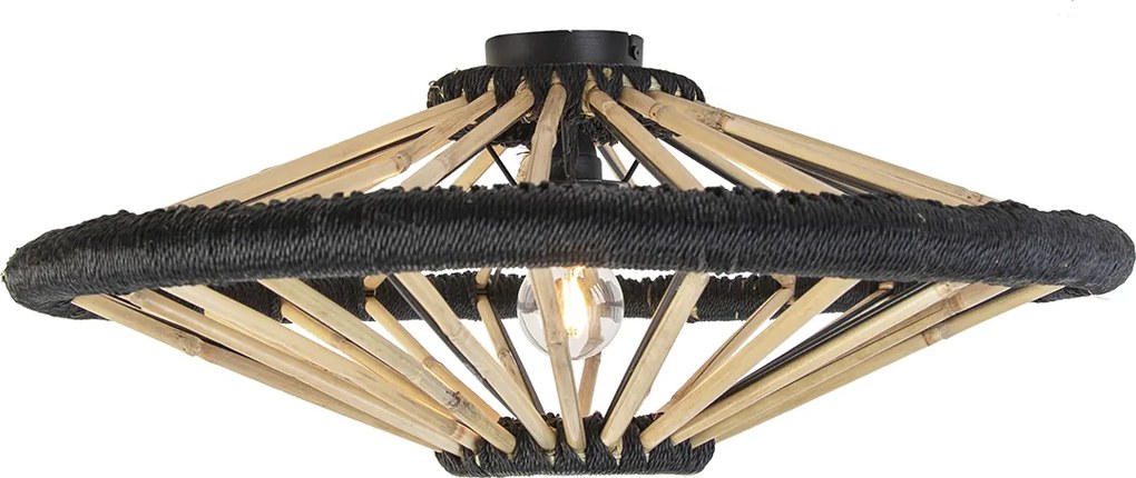 Orientalna lampa sufitowa bambusowa z czarna 60 cm - Evalin