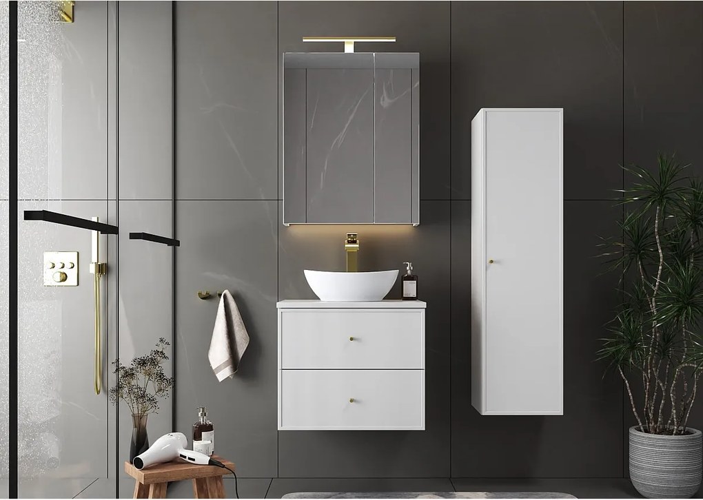 Biała Szafka do Łazienki Słupek Wysoki 1 Drzwi Marco