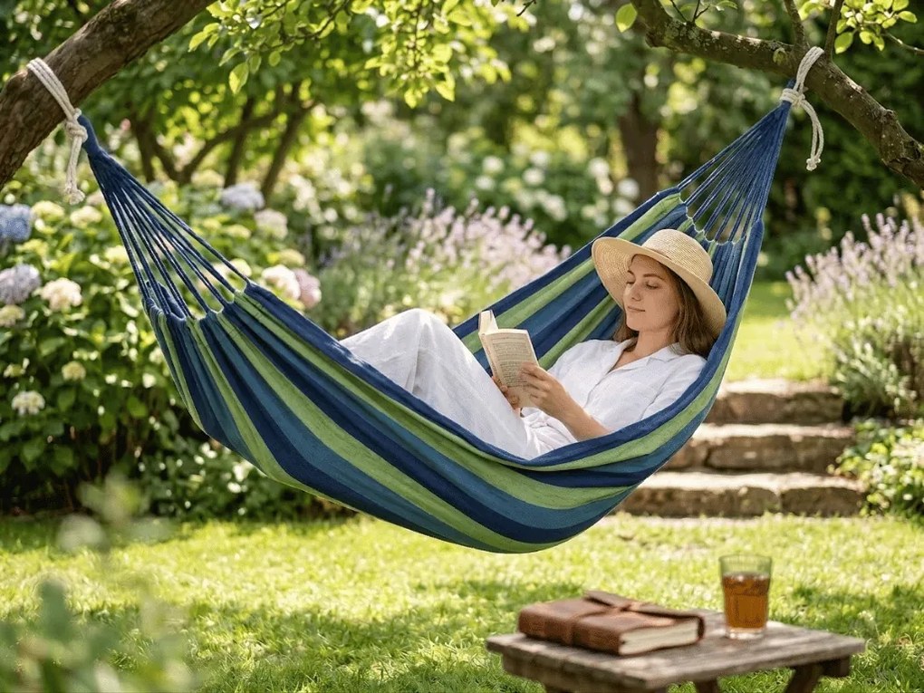 Hamak ZENVIO 200x80 cm, niebieski + torba gratis