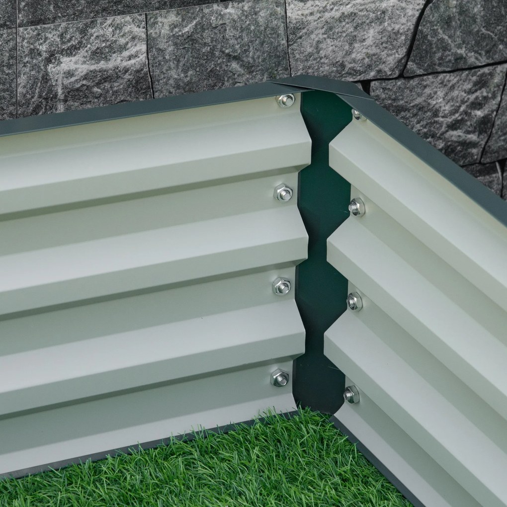 Outsunny Ogród Podwyższone Łóżko Ogrodowe z Stalową Obudową Zielone 120x120x30cm Idealne dla Roślin | Aosom PL