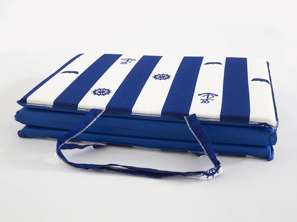 Leżak plażowy PASEK A KOTWICA 137x49 cm, niebiesko-biały