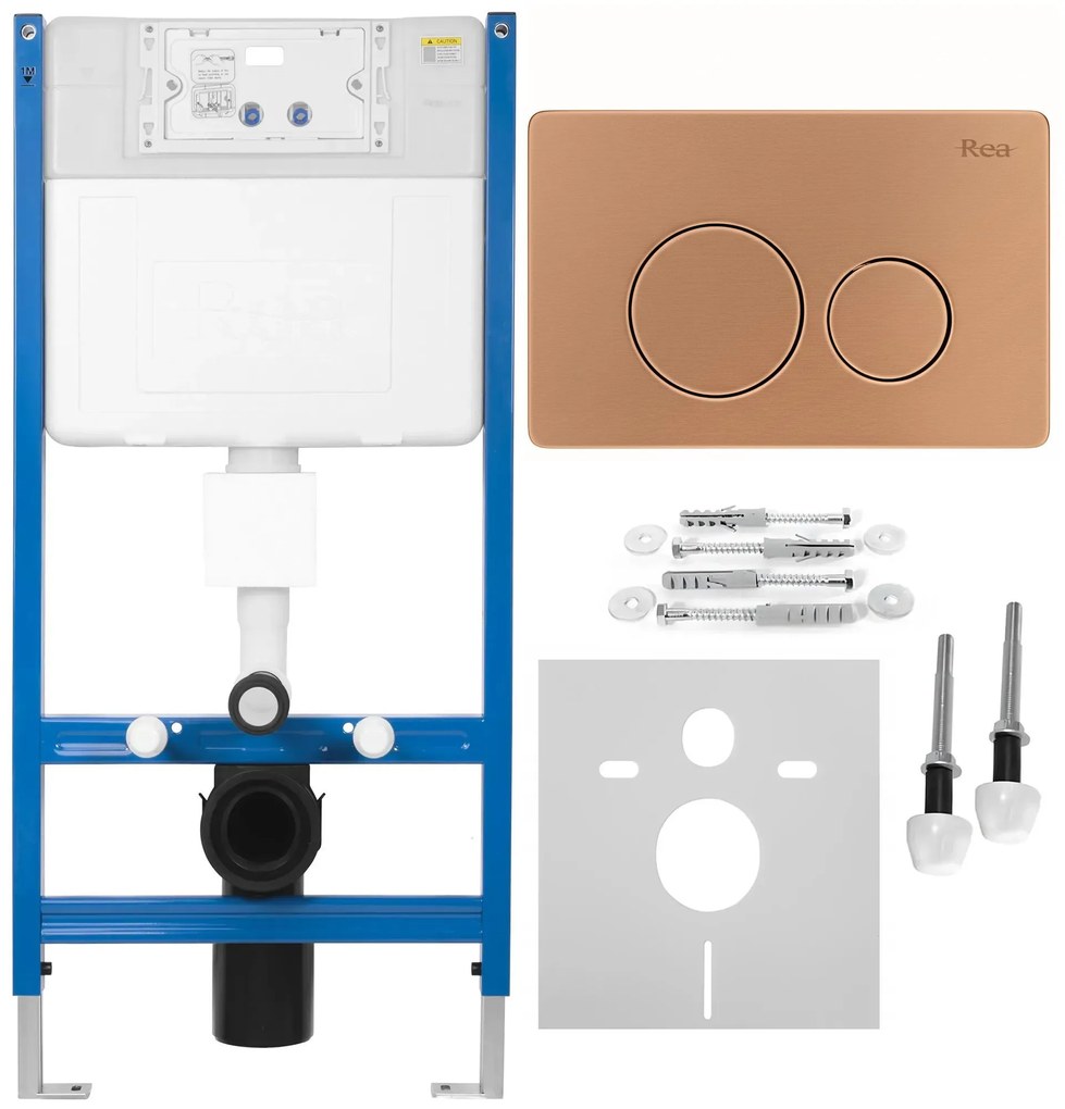 Stelaż zestaw podtynkowy K011A-Q do mis WC z przyciskiem I Miedź Szczotkowana