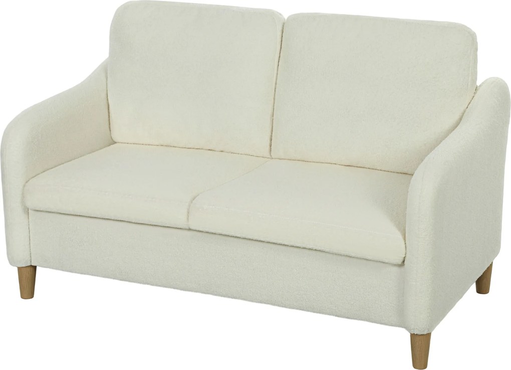 HOMCOM Dwuosobowa sofa mała sofa w stylu Sherpa-fleece 137 cm do salonu kremowa | Aosom PL