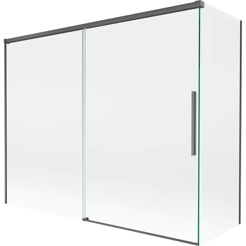 Mexen Rox parawan nawannowy 2-skrzydłowy rozsuwany 190 + 90 x 150 cm, transparent, gun gray szczotkowany - 8C9-190-090-66-00