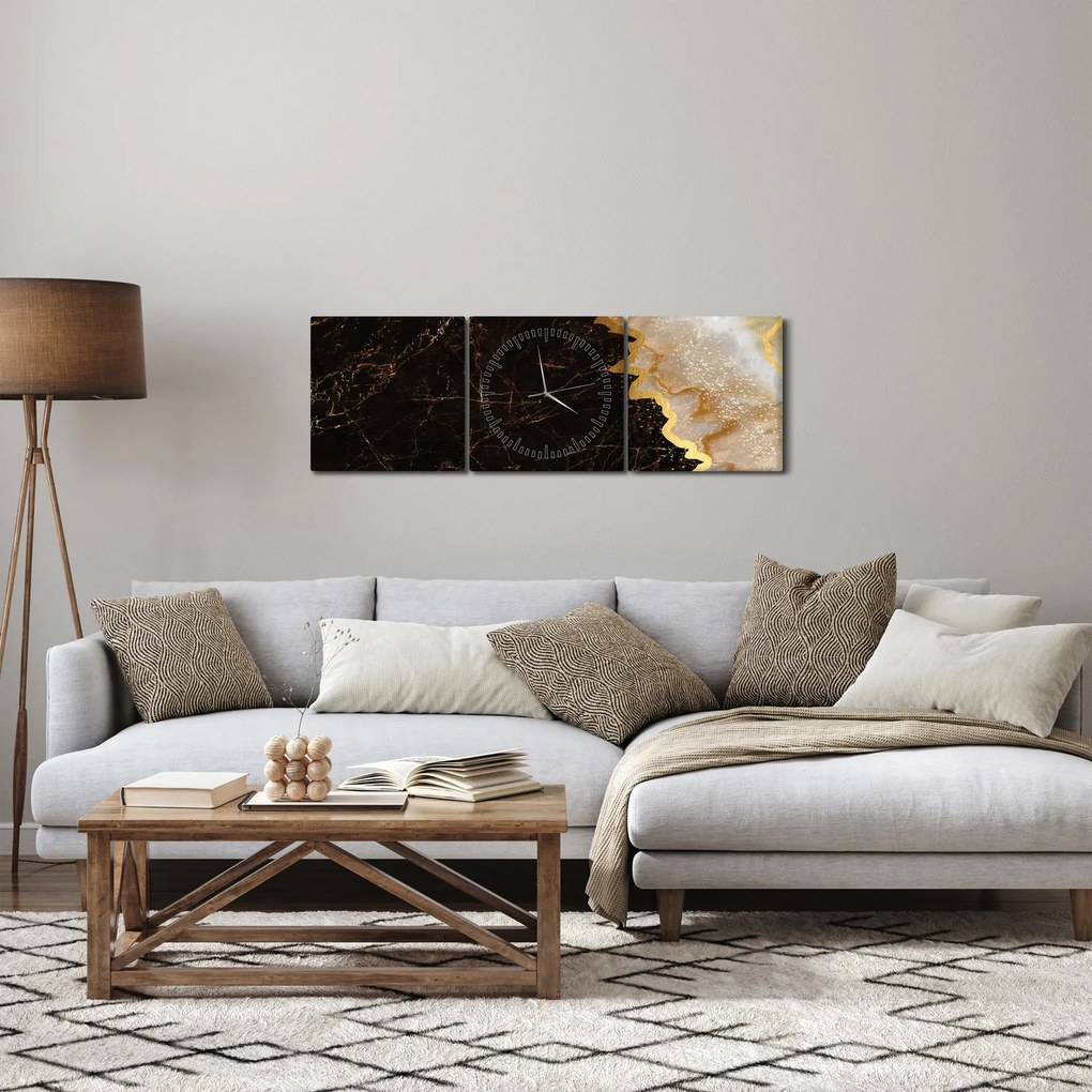 Obraz - Marmur (z zegarem) (90x30 cm)