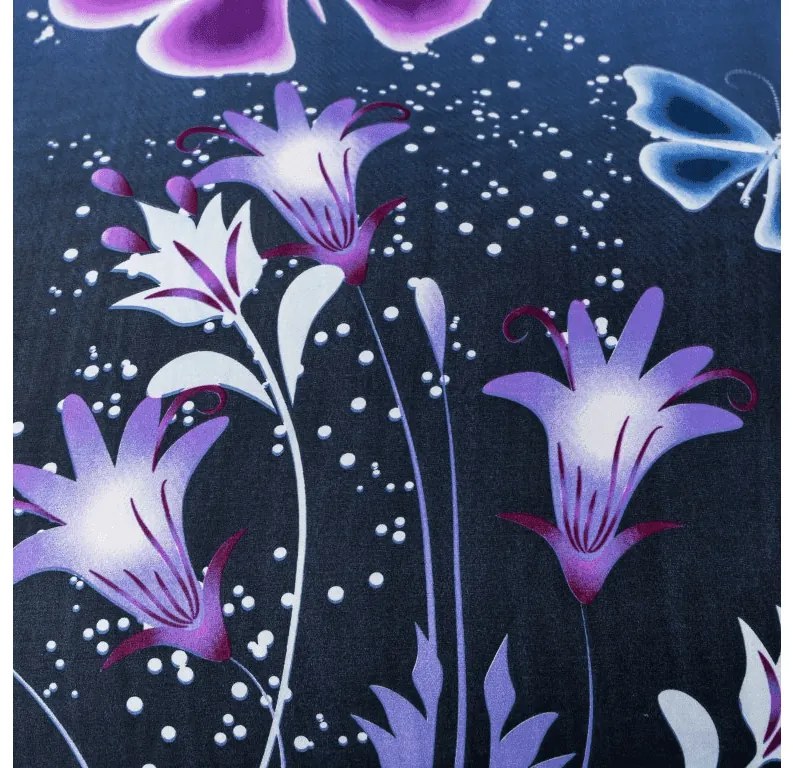 PrzytulneMieszkanie.pl PrzytulneMieszkanie.pl Pościel z mikrowłókna VIOLET BUTTERFLY ciemnoniebieska Rozmiar pościeli: 2 szt 70 x 90 cm | 200 x 220 cm