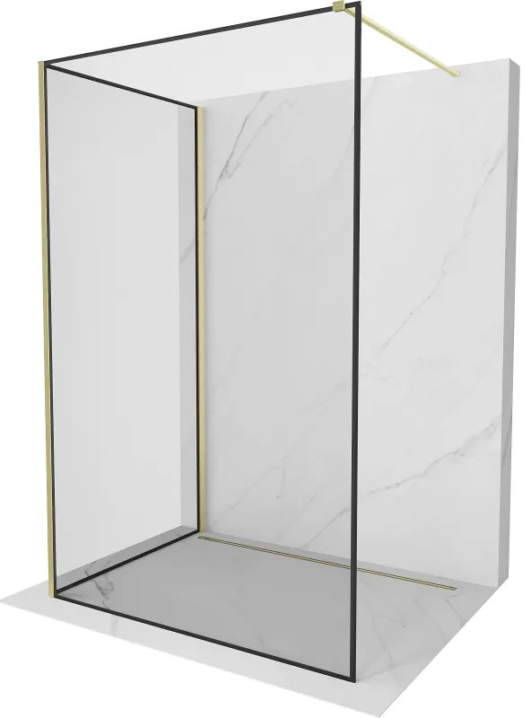 Mexen Kioto ścianka prysznicowa Walk-in 130 x 110 cm, czarny wzór, złota szczotkowana - 800-130-212-55-70-110