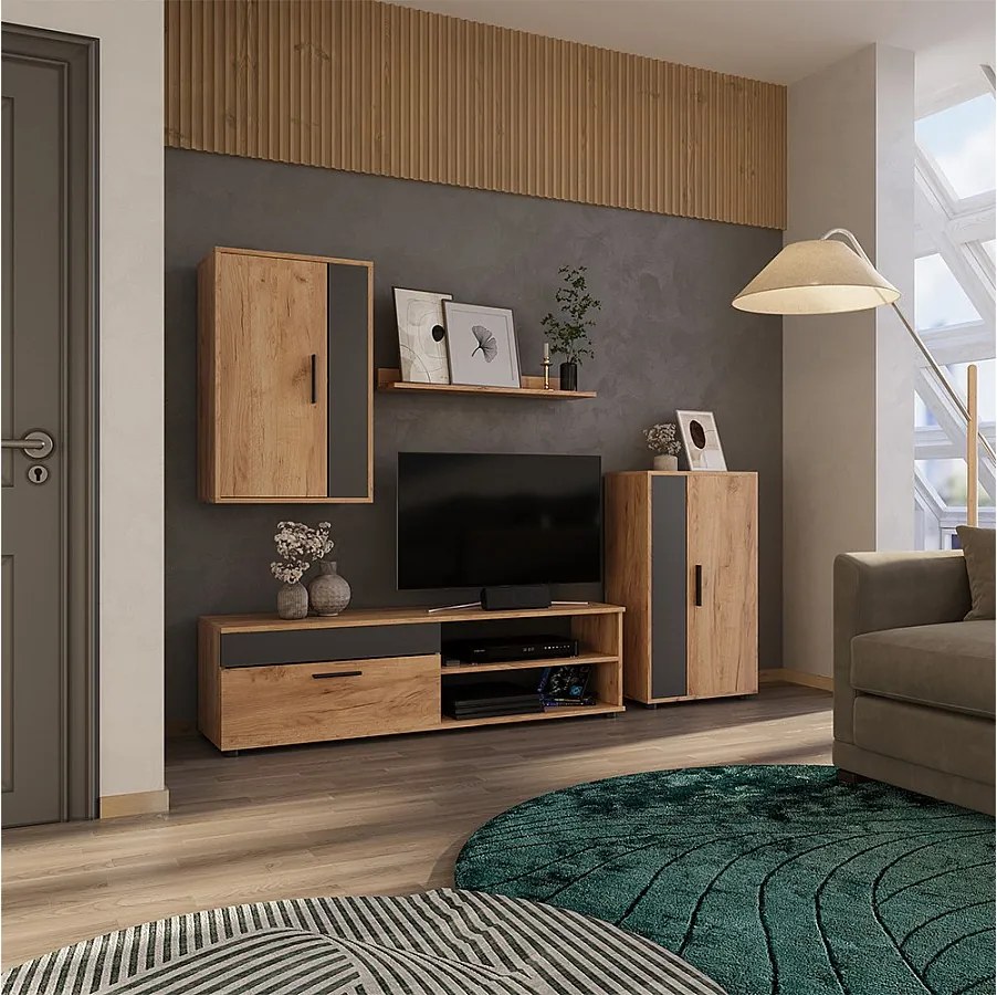 Szafka ścienna złoty dąb power/antracyt 140x35.2x38.7 berno