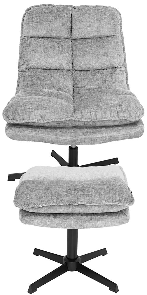 Relaksacyjny obrotowy fotel KATANIA z podnóżkiem, jasnoszary