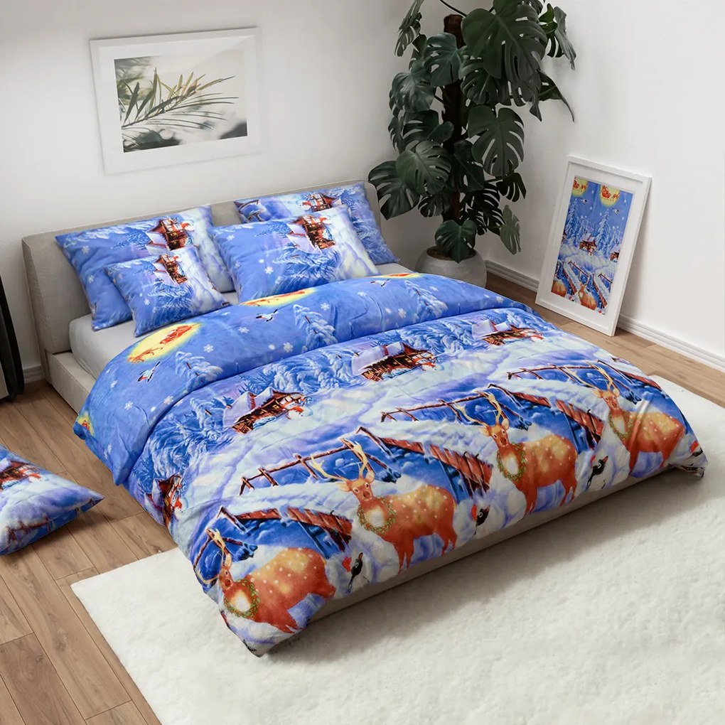 PrzytulneMieszkanie.pl PrzytulneMieszkanie.pl Pościel z mikropluszu WINTER WISH niebieska Rozmiar pościeli: 70 x 90 cm | 140 x 200 cm