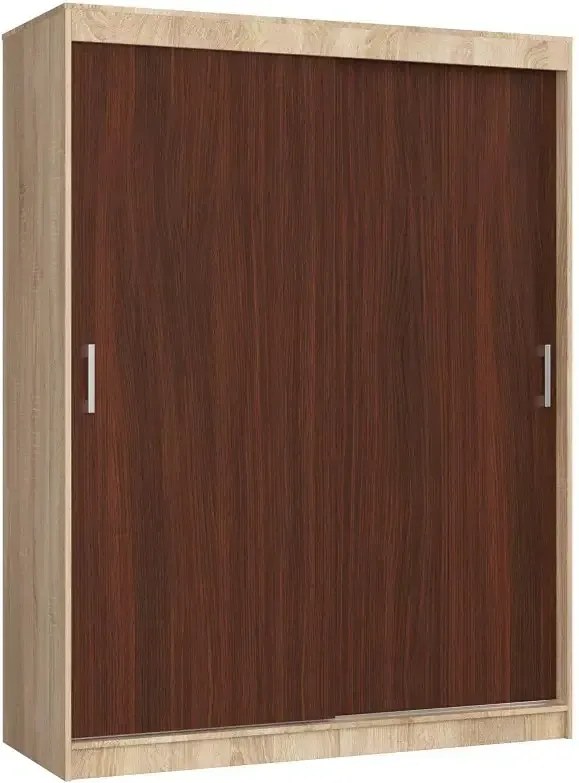 Szafa przesuwna z półkami i drążkiem dąb sonoma + wenge B3-R46