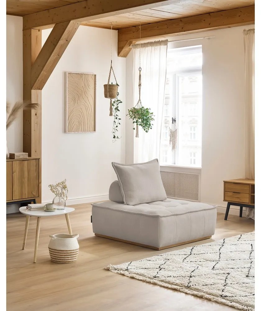 Beżowy fotel z tkaniny szenilowej Elisa – Bobochic Paris