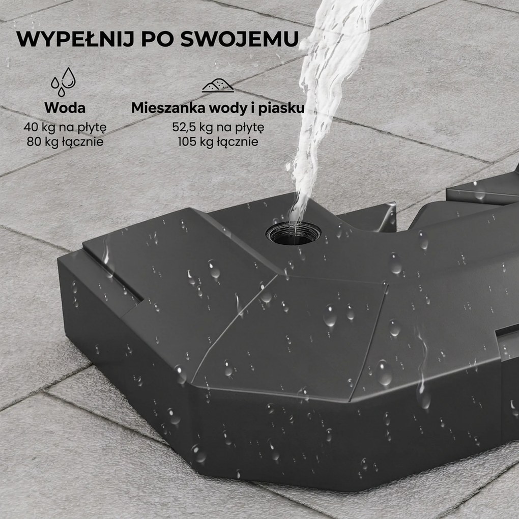 Outsunny Stojak do parasola 2-częściowy wodoodporny obciążnik, stojak do parasola bocznego | Aosom PL