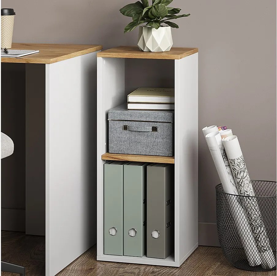 Półka na książki biały/złoty dąb 30x30x74 tomy