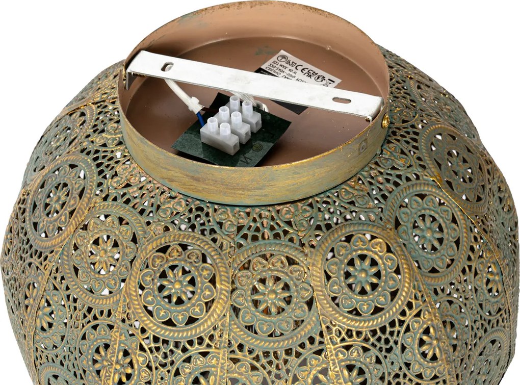 Orientalna lampa sufitowa złota z zielonym 28,5 cm - Baloo