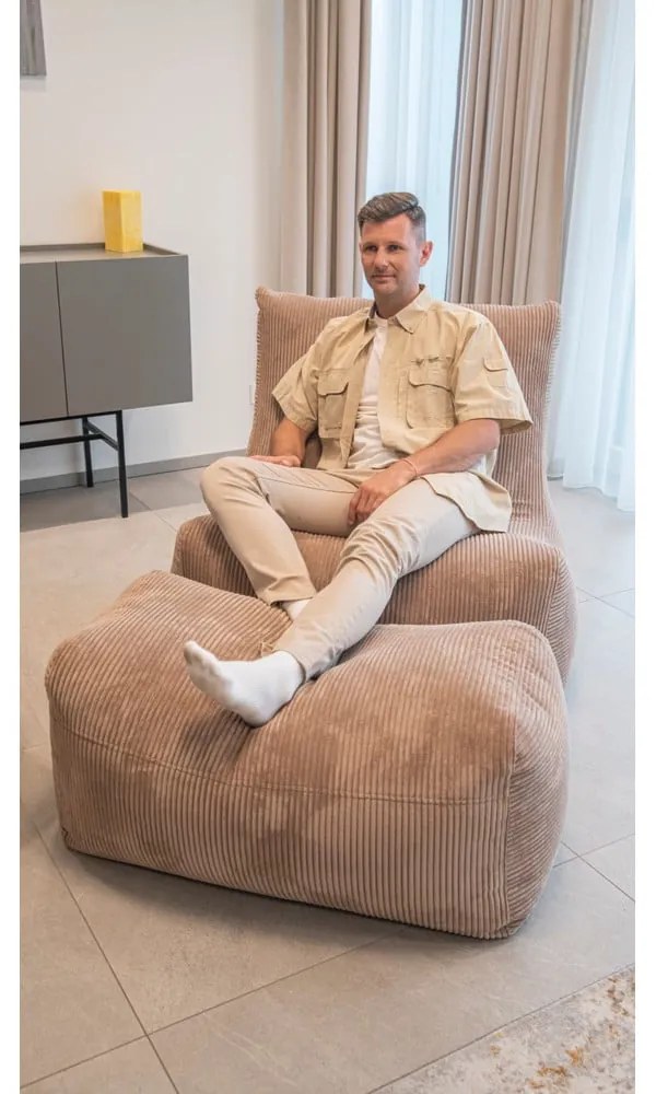 Brązowy sztruksowy worek do siedzenia Plus 100 Lounge – SLOWDOWN