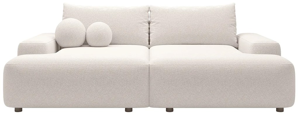 Kanapa 3-osobowa z głębokim komfortowym siedziskiem z melanżowej tkaniny w kolorze kremowym DAVISO