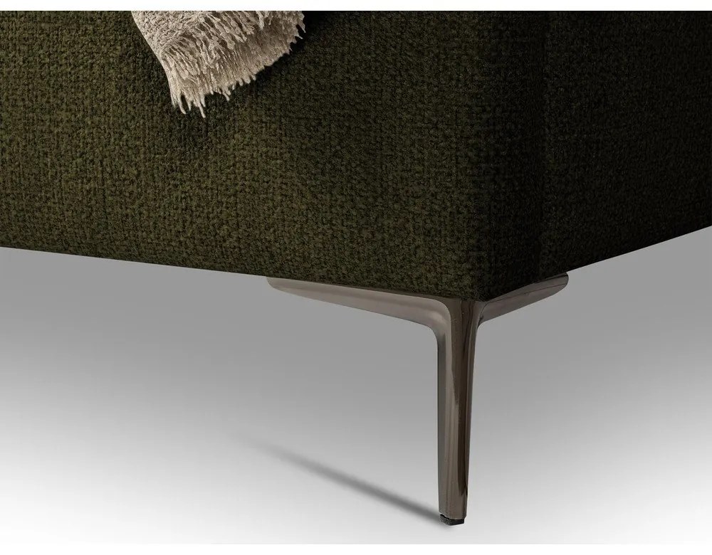 Ciemnozielone tapicerowane łóżko dwuosobowe ze stelażem 140x200 cm Makana – Makamii