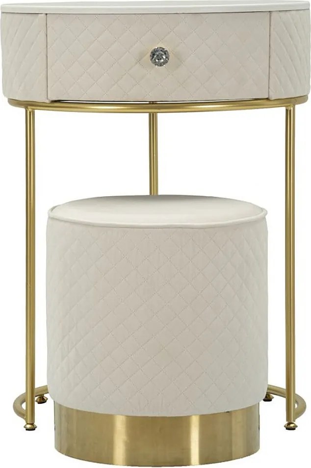 Stolik Nocny VKH755, Beżowy, 52x52x70 cm, Kendra Home