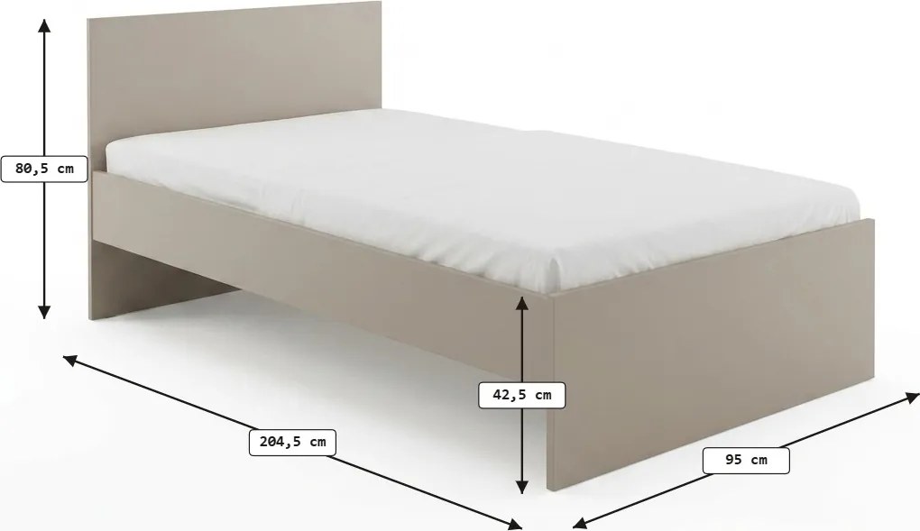 Łóżko ELISA 90 x 200 cm, kaszmirowy beż Stelaż: Ze stelażem listwowym rolowanym elastycznym, Materac: Materac Coco Maxi 20 cm