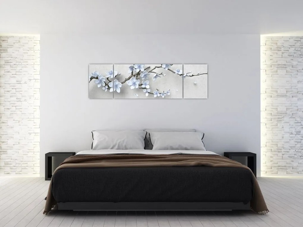 Obraz niebieskich kwiatów (170x50 cm)
