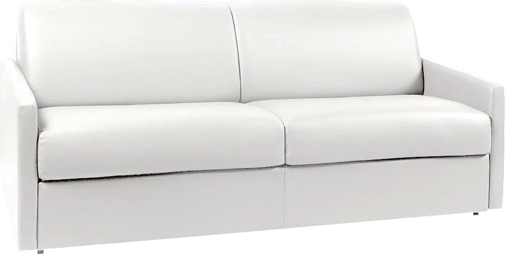 Kanapa 4-osobowa z ekspresowym mechanizmem rozkładania z ekoskóry CALIFE - Kolor: biały - Wymiary miejsca do spania: 160 cm - Materac 14 cm