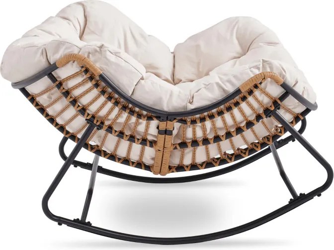 Fotel Bujany Ogrodowy ELTON na Płozach Beżowy Nowoczesny