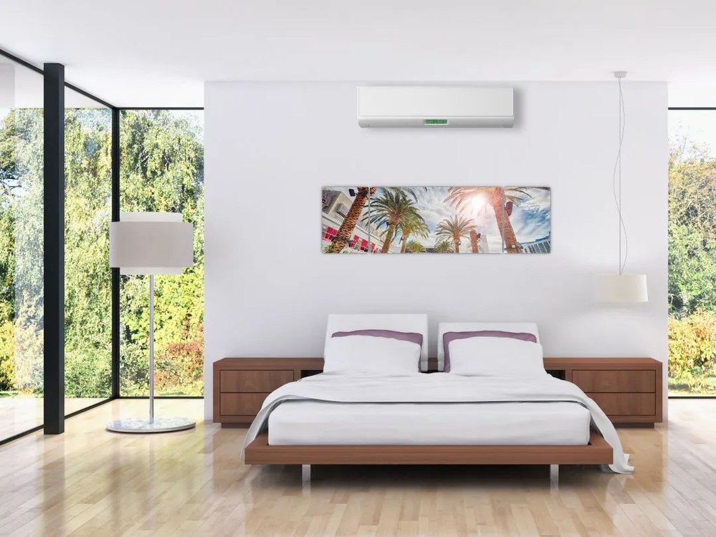 Obraz - palmy z basenem (170x50 cm)