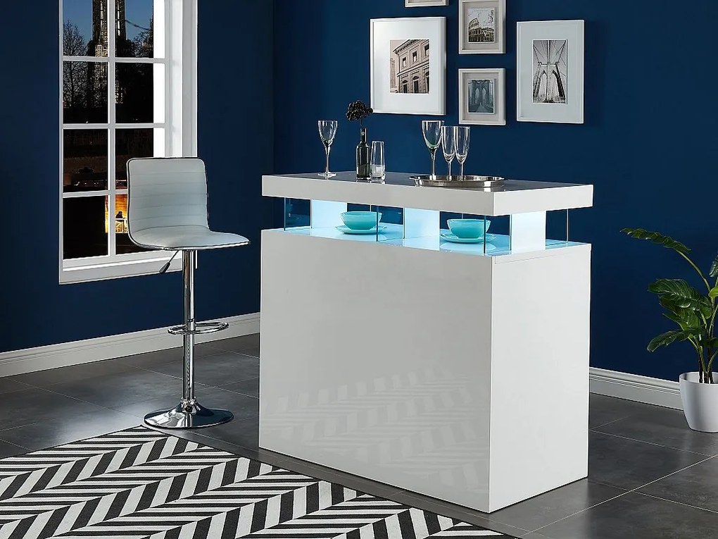 Szafka barowa z oświetleniem LED z MDF w kolorze białym lakierowanym - FABIO II